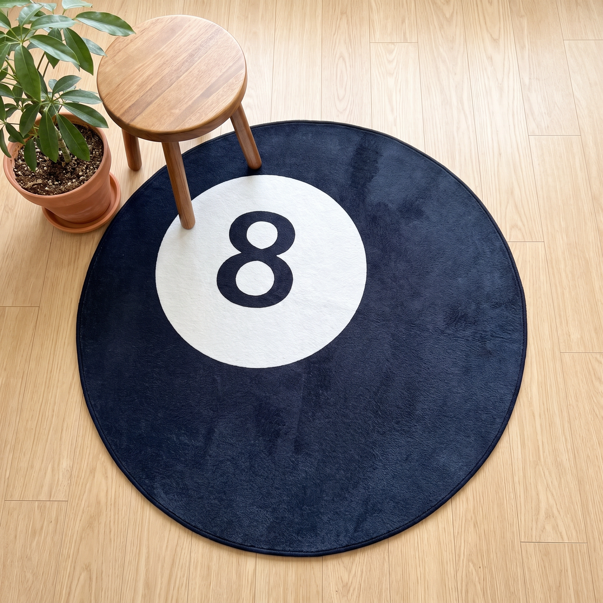 Round faux cashmere rug overhead view