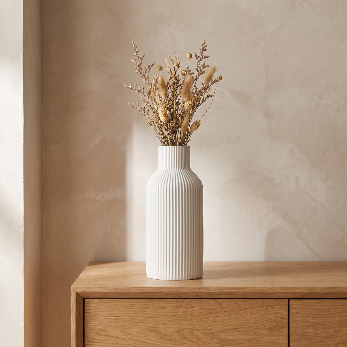 Retro ceramic vase - vertical grain large
