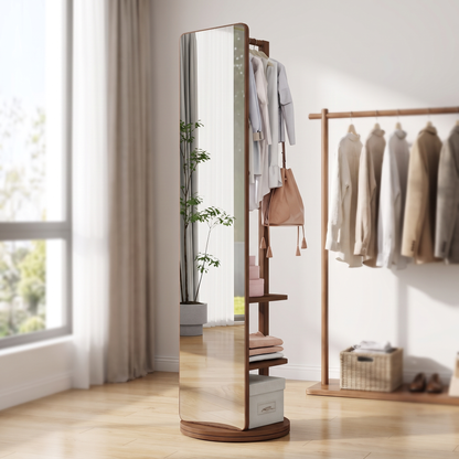 Slim full-length mirror in a dressing room