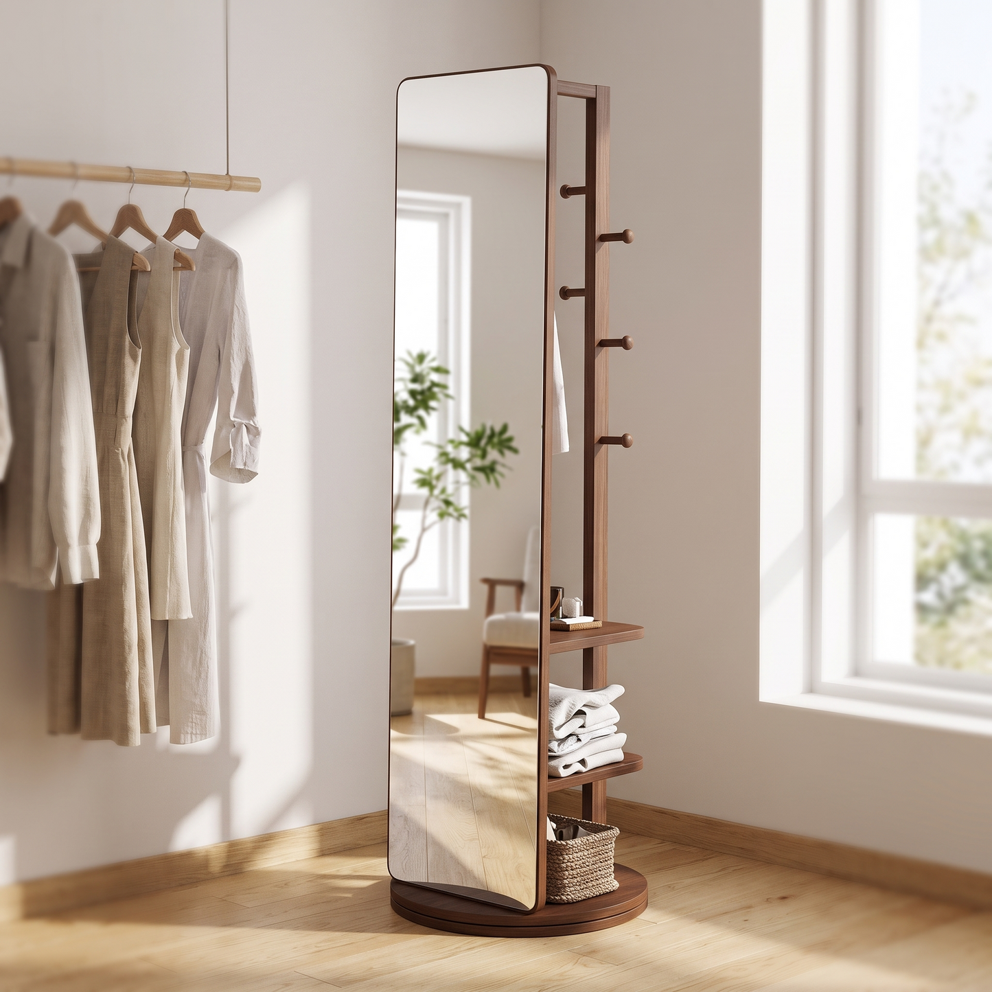 Slim full-length mirror, dressing room detail