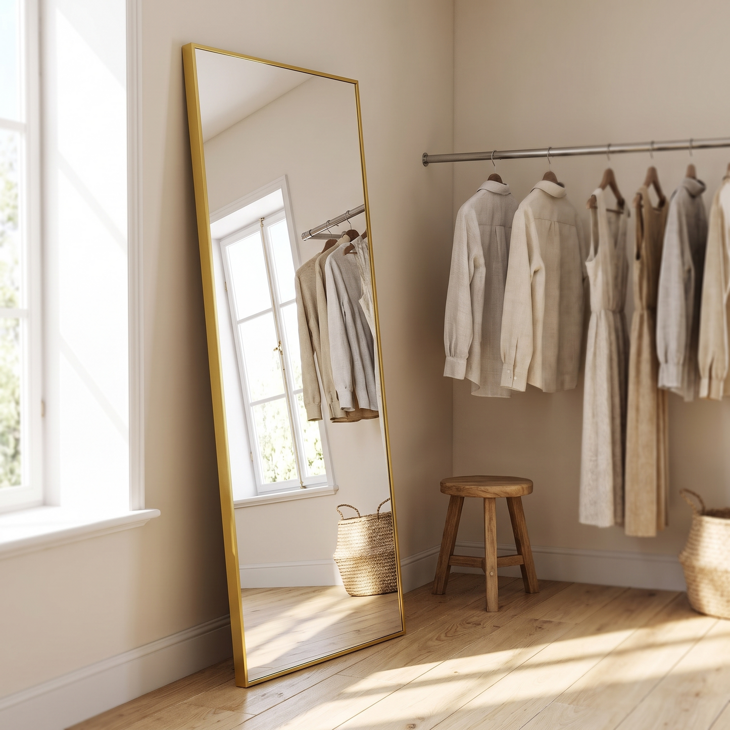HARRITPURE gold full length mirror in a dressing room