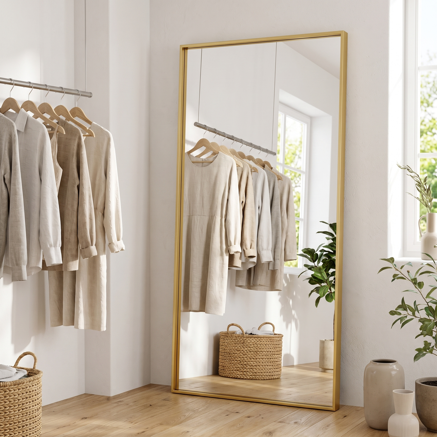 GLSLAND gold extra large full length mirror in a dressing room