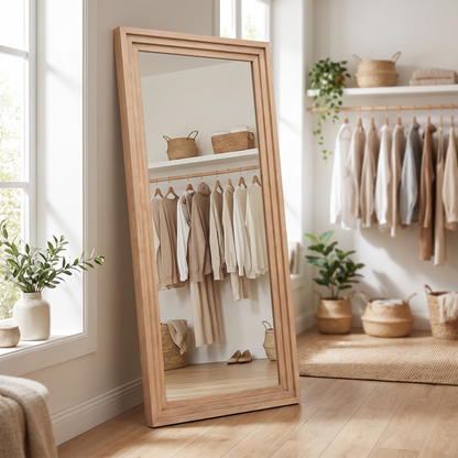 ABSWHLM solid wood frame full length mirror in a dressing room