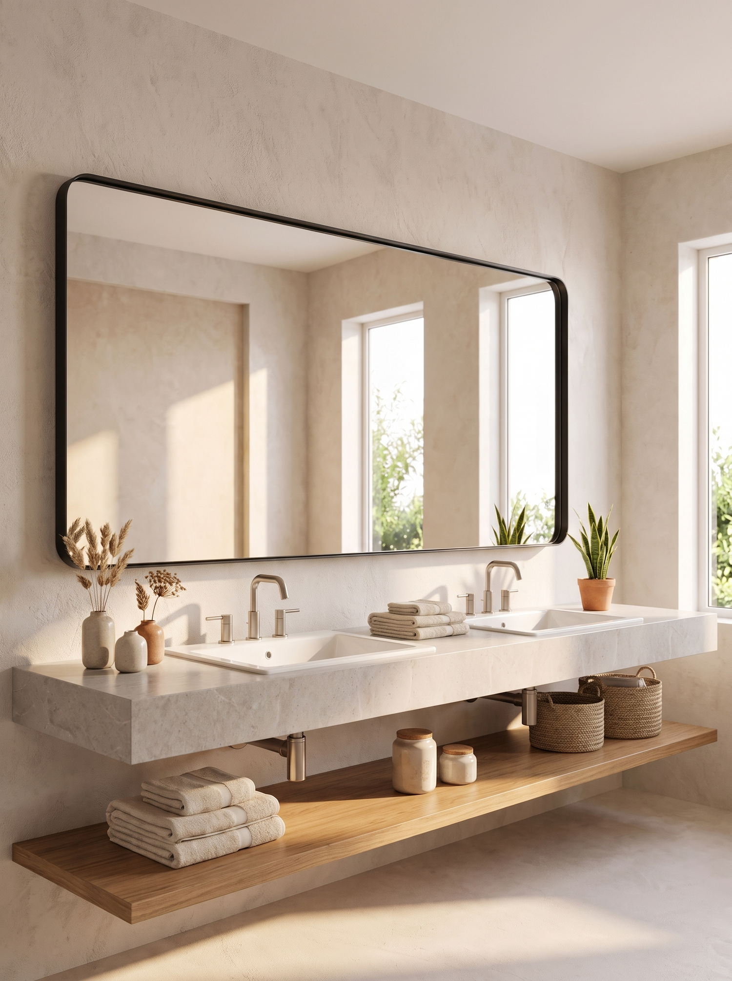 LuxAura Seamless Black Vanity Mirror slot 1