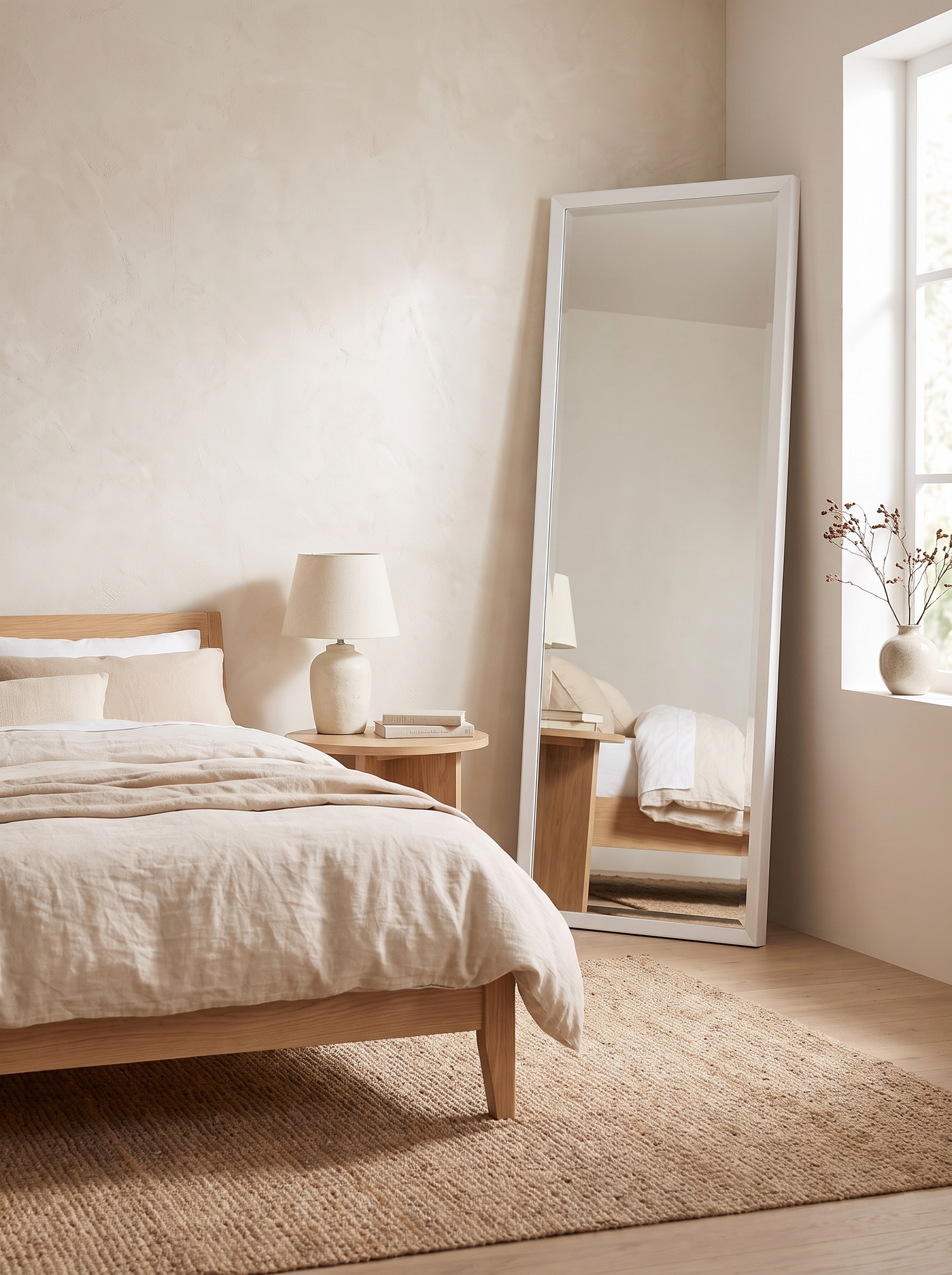 LuxAura Frameless Bevel Mirror bevelled edge catching daylight
