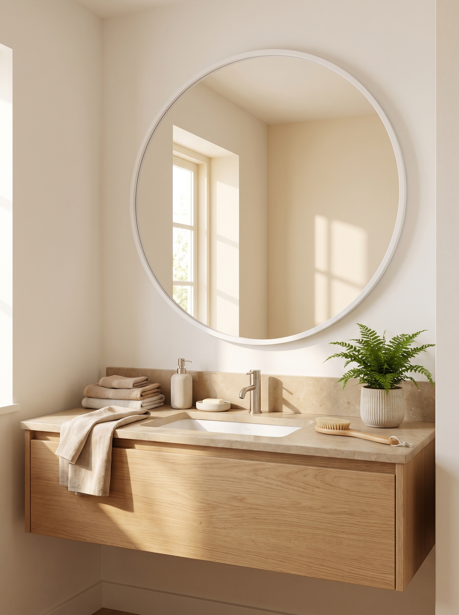 LuxAura Silver Round Mirror slot 1