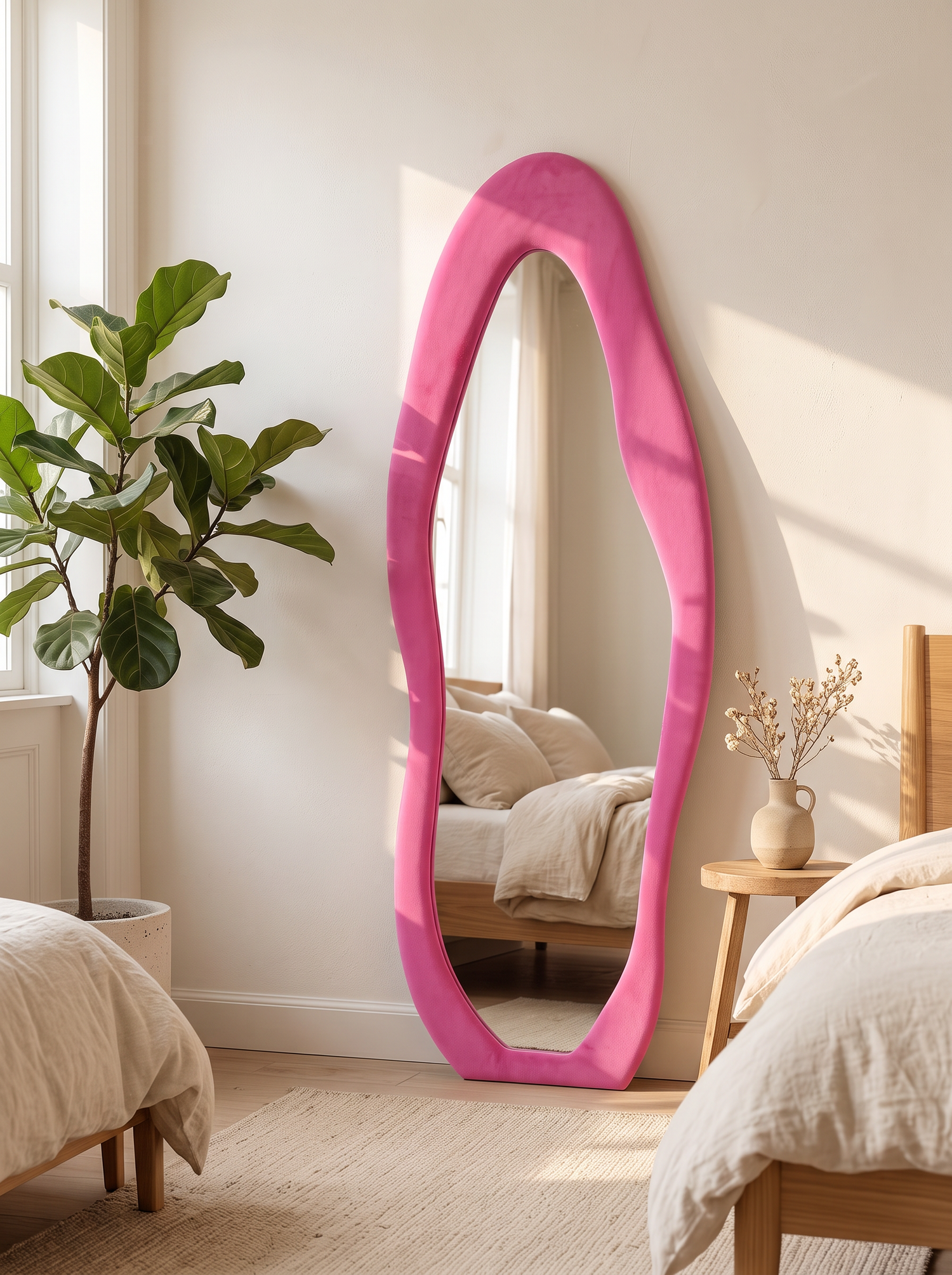 LuxAura Pink Flannel Full Length Mirror slot 3