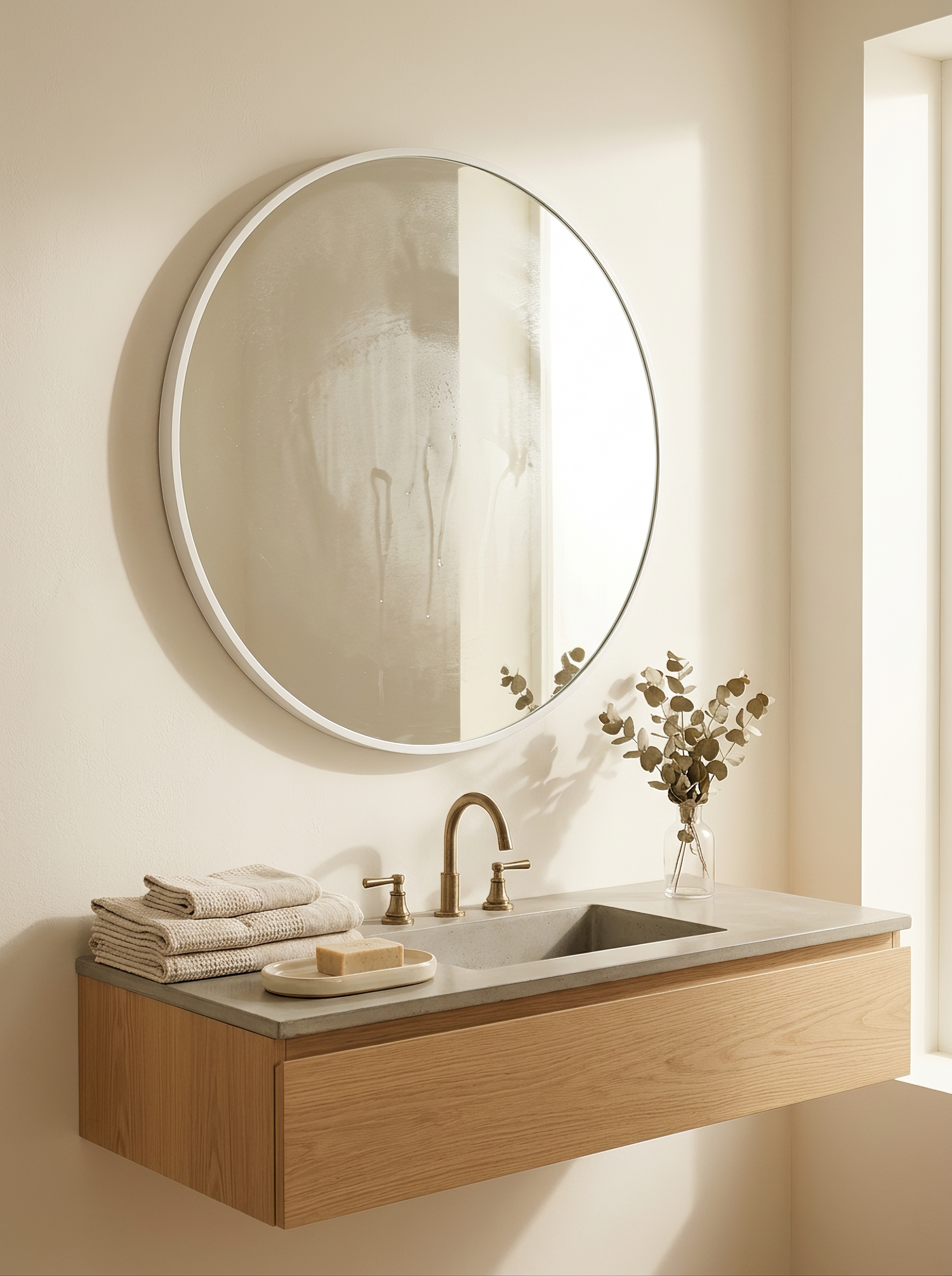 LuxAura Silver Round Mirror slot 2