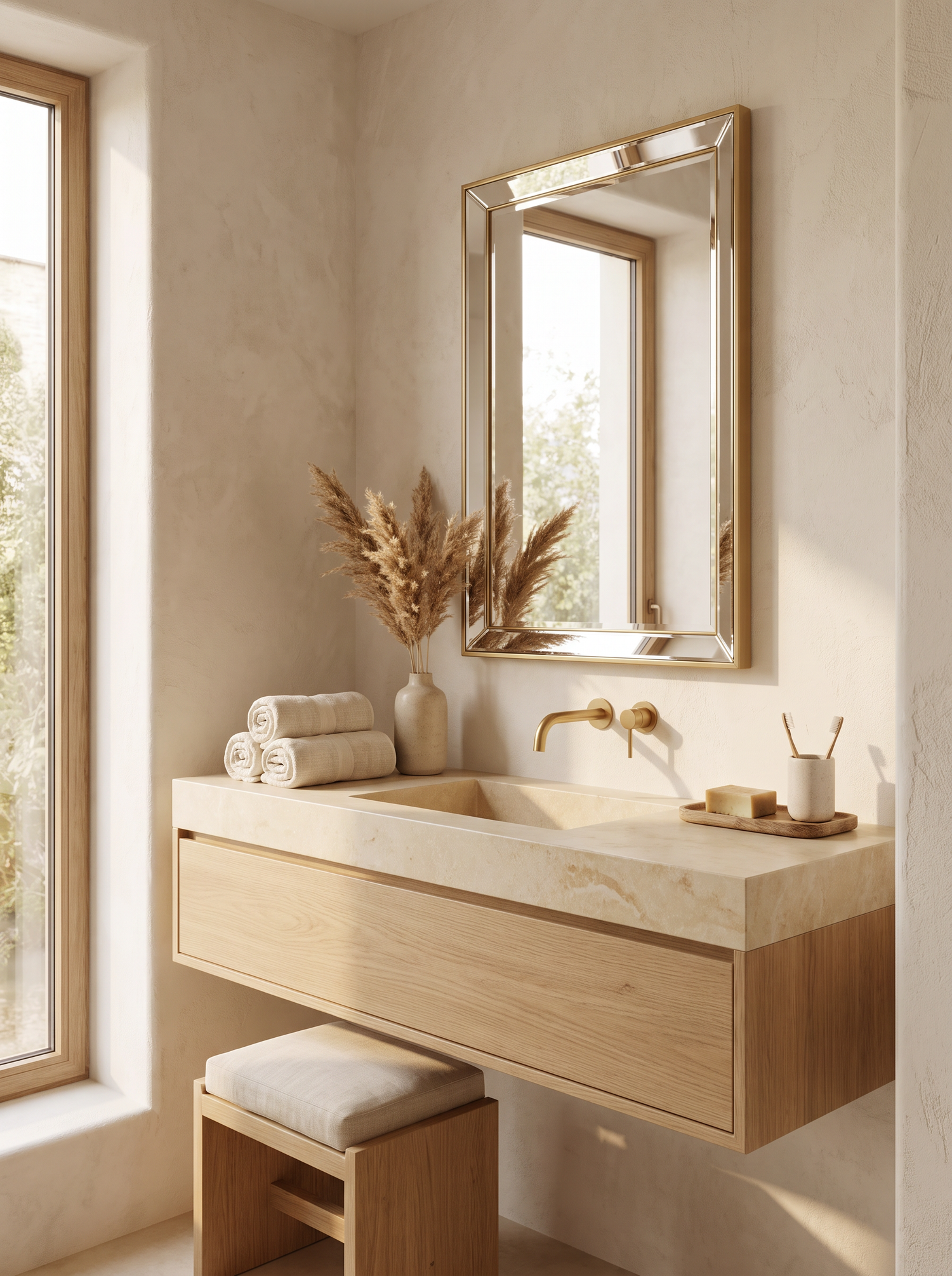 LuxAura Frameless Bevel Mirror lifestyle 2