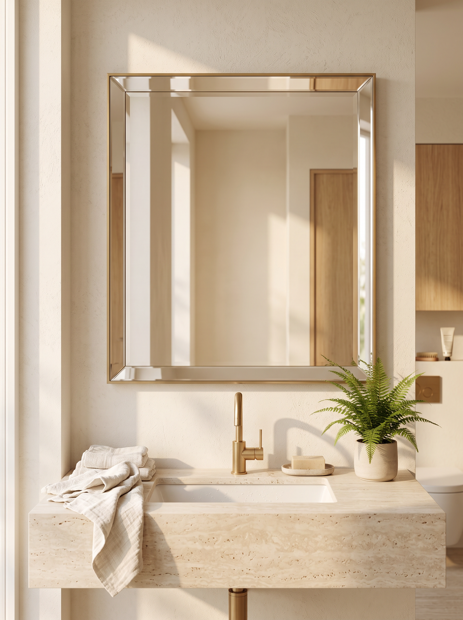 LuxAura Frameless Bevel Mirror lifestyle 1