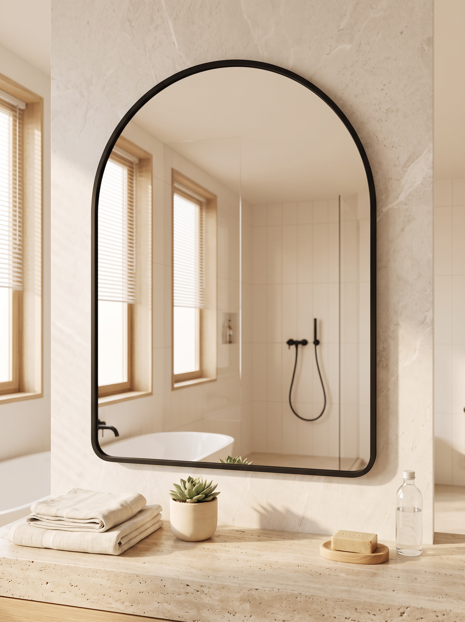 LuxAura Black Arch Mirror Aluminium lifestyle 3
