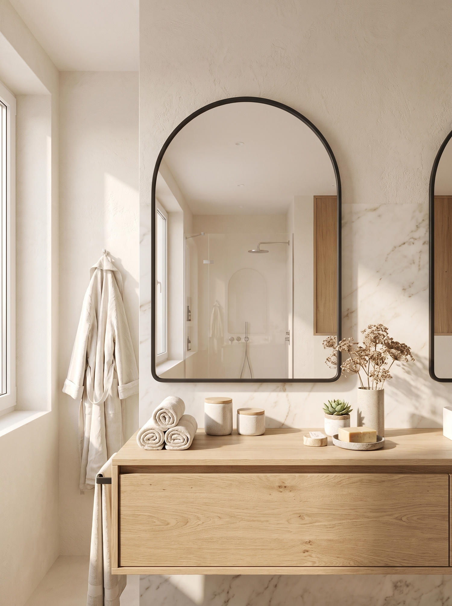 LuxAura Black Arch Mirror Aluminium lifestyle 2
