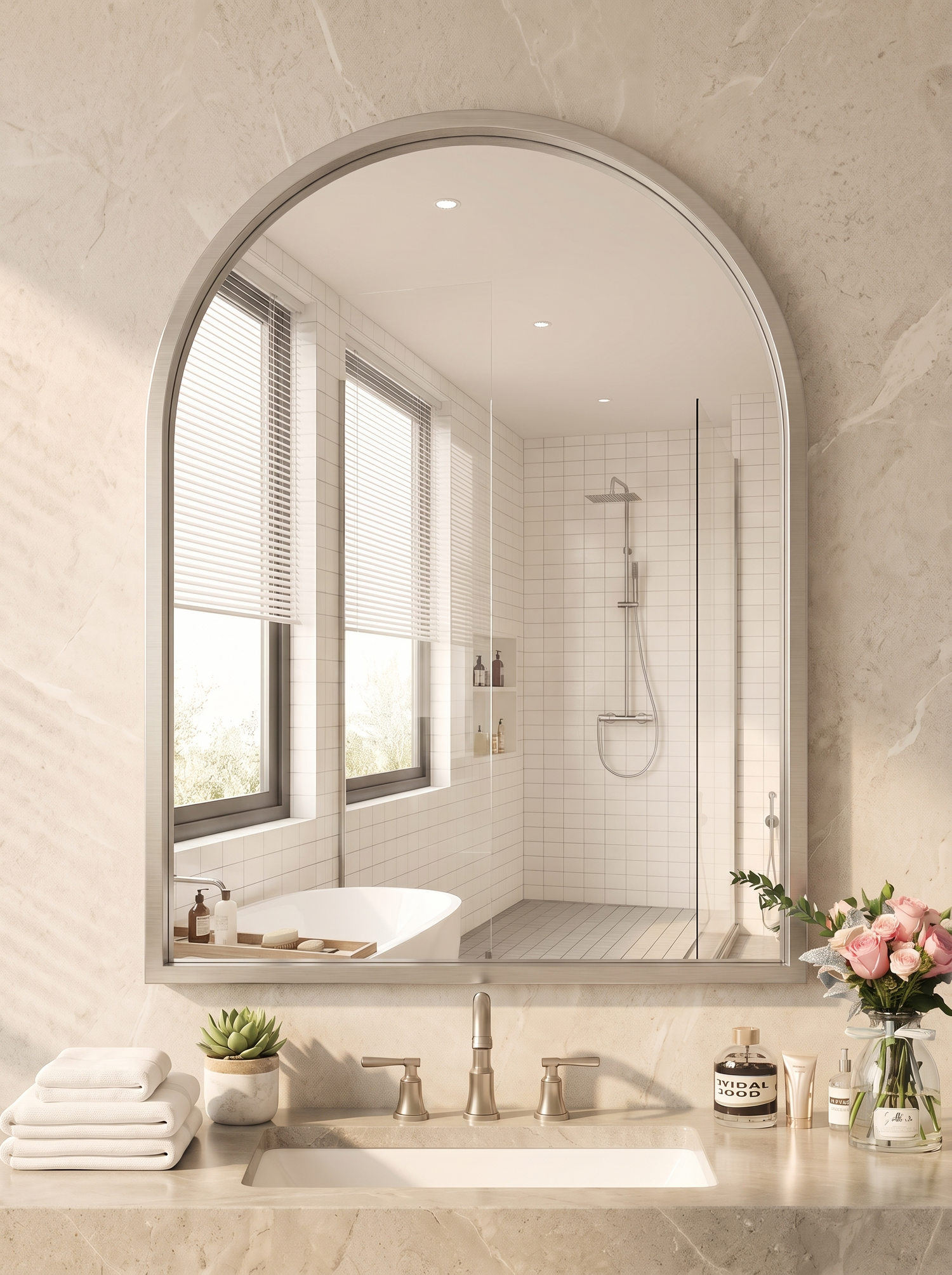 LuxAura Black Arch Mirror Aluminium lifestyle 1
