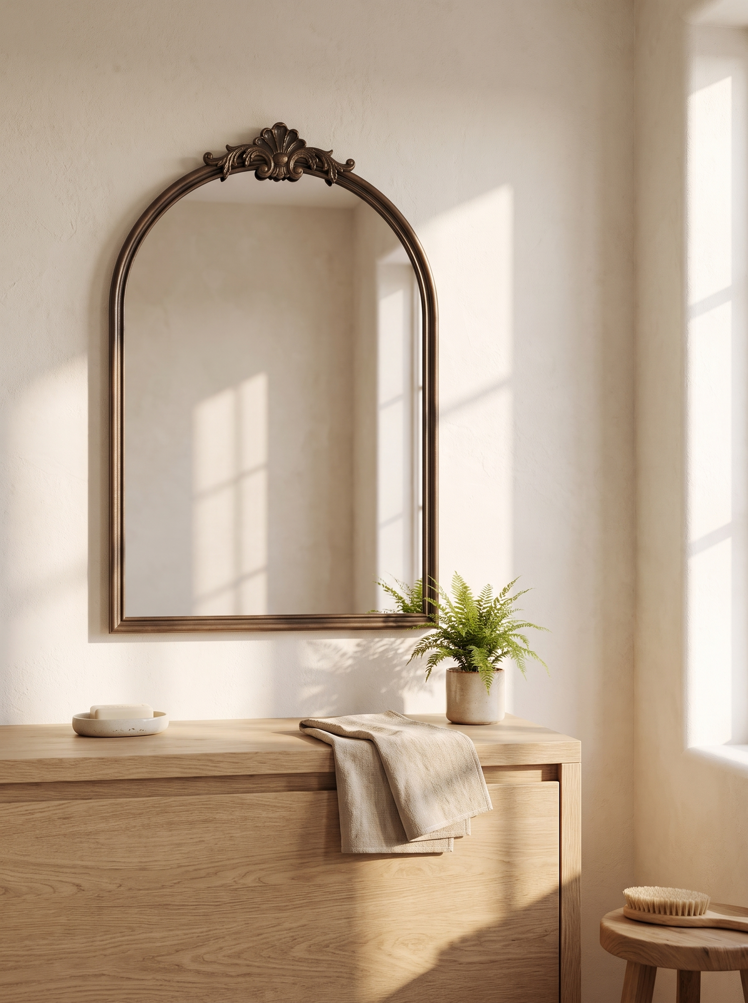 LuxAura Window Arch Mirror frame depth and shadow line