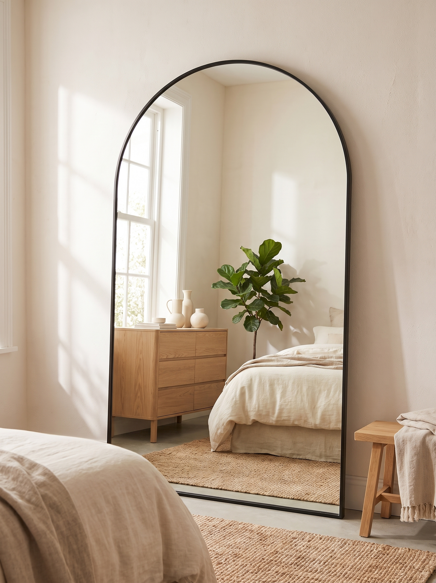 LuxAura Arch Full Length Mirror Black alloy frame detail