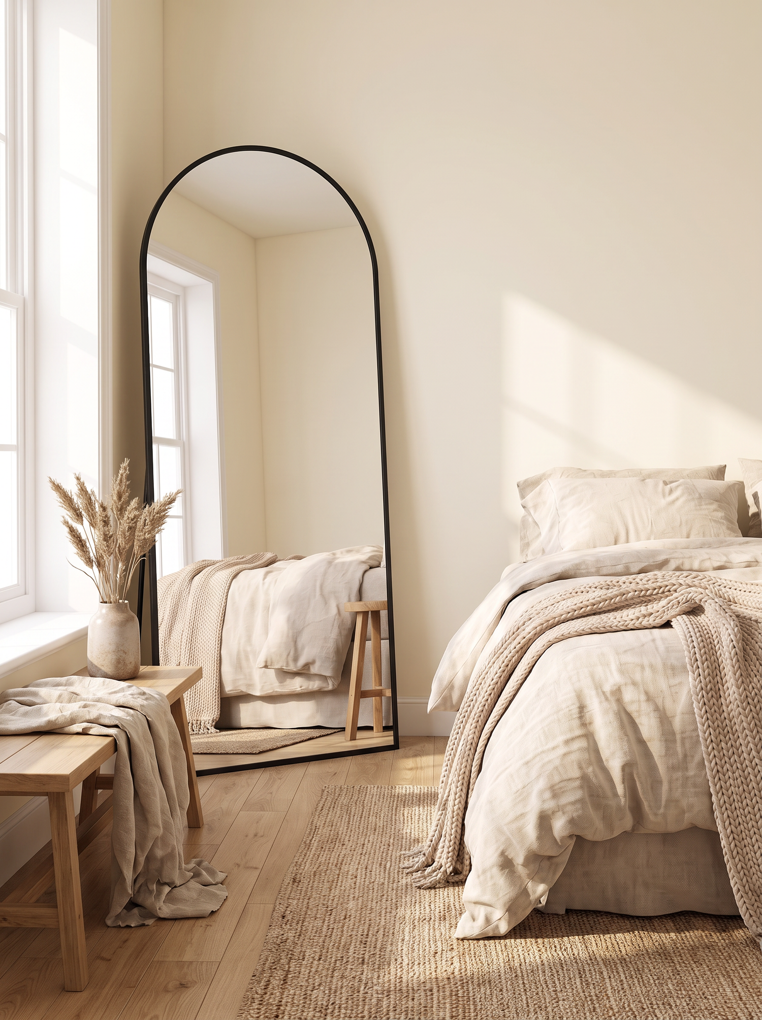 LuxAura Arch Floor Mirror Black brushed aluminium slot2