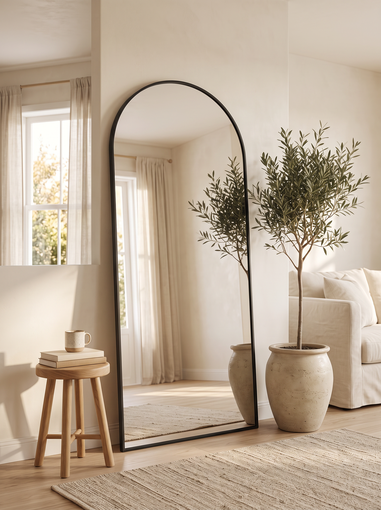 LuxAura Oversize Arch Mirror Black tempered glass slot2