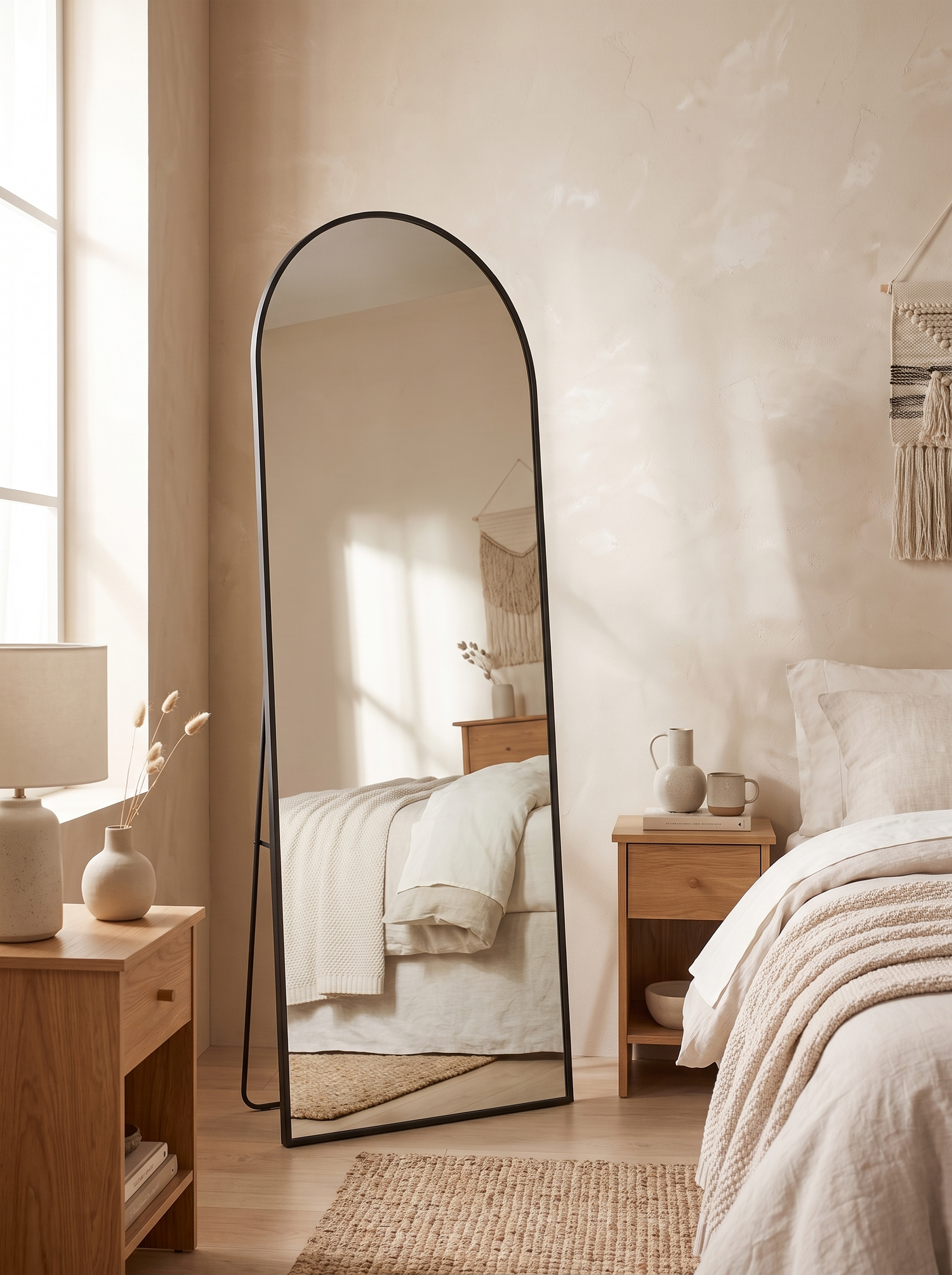 LuxAura Silver Arch Stand Mirror steady on its stand slot3