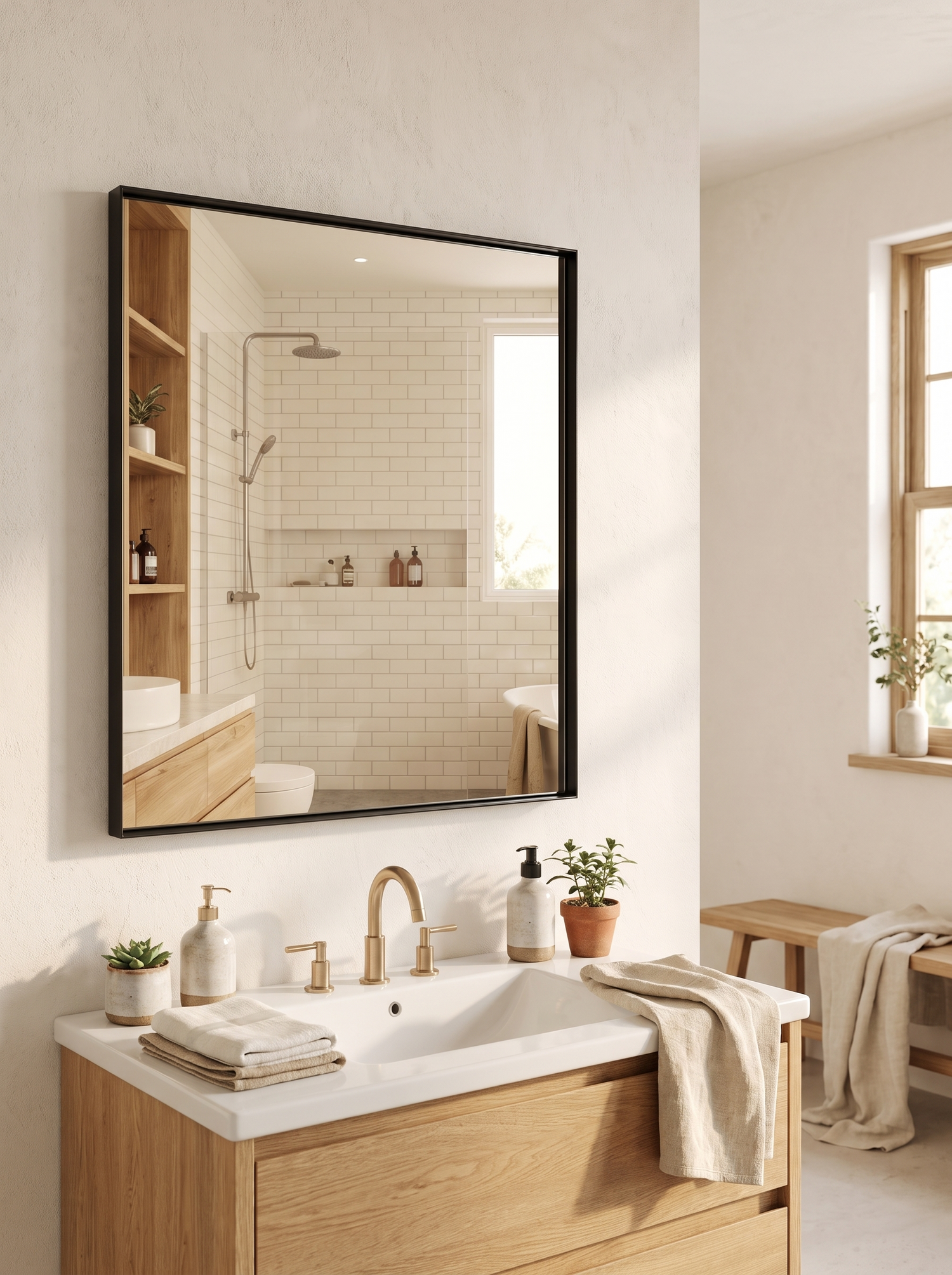 LuxAura Glossy Black Vanity Mirror lifestyle 3