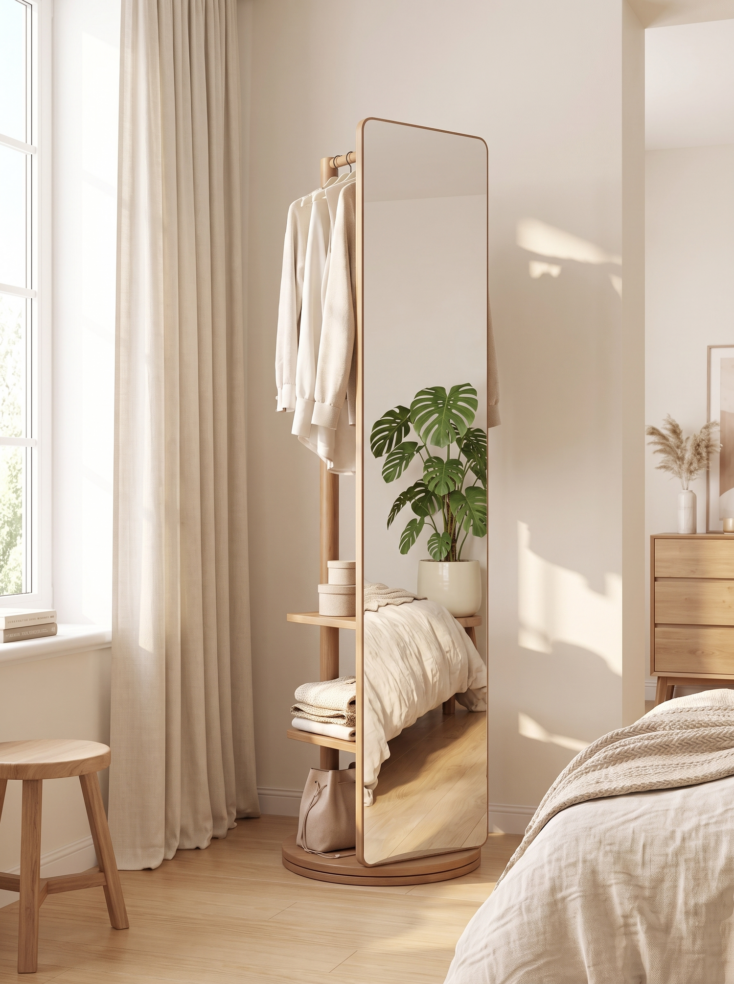 LuxAura Solid Wood Full Length Mirror lifestyle 1