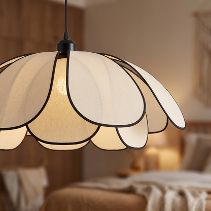 Close detail of the cream style petal chandelier