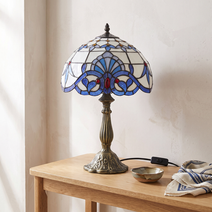 Bedside table lamp on an entryway console