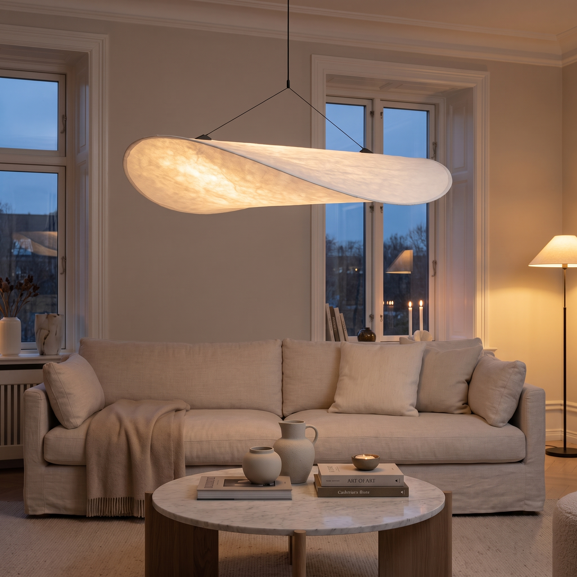 Silk Glow chandelier in a refined living room