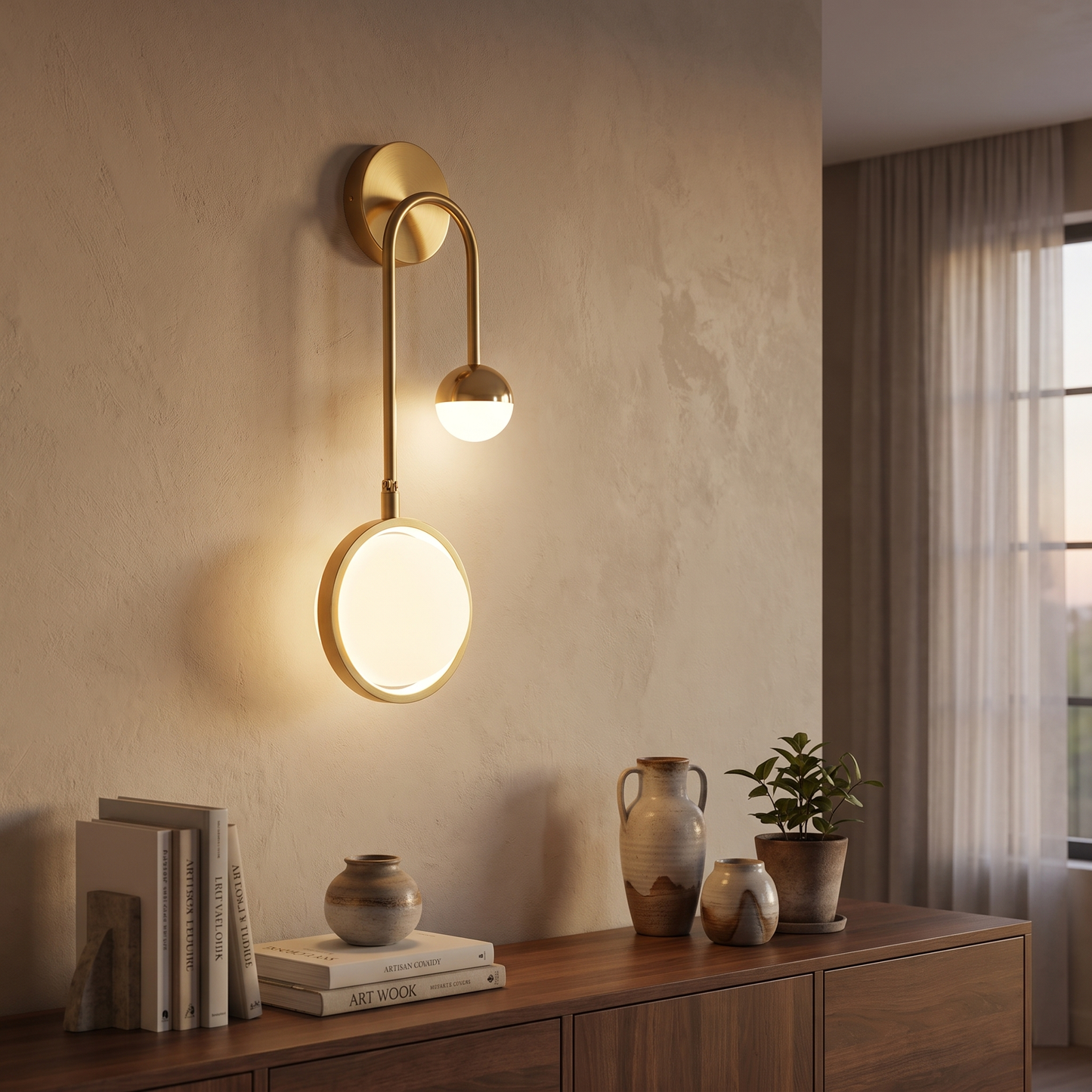 Modern Malibu wall sconce in a living room