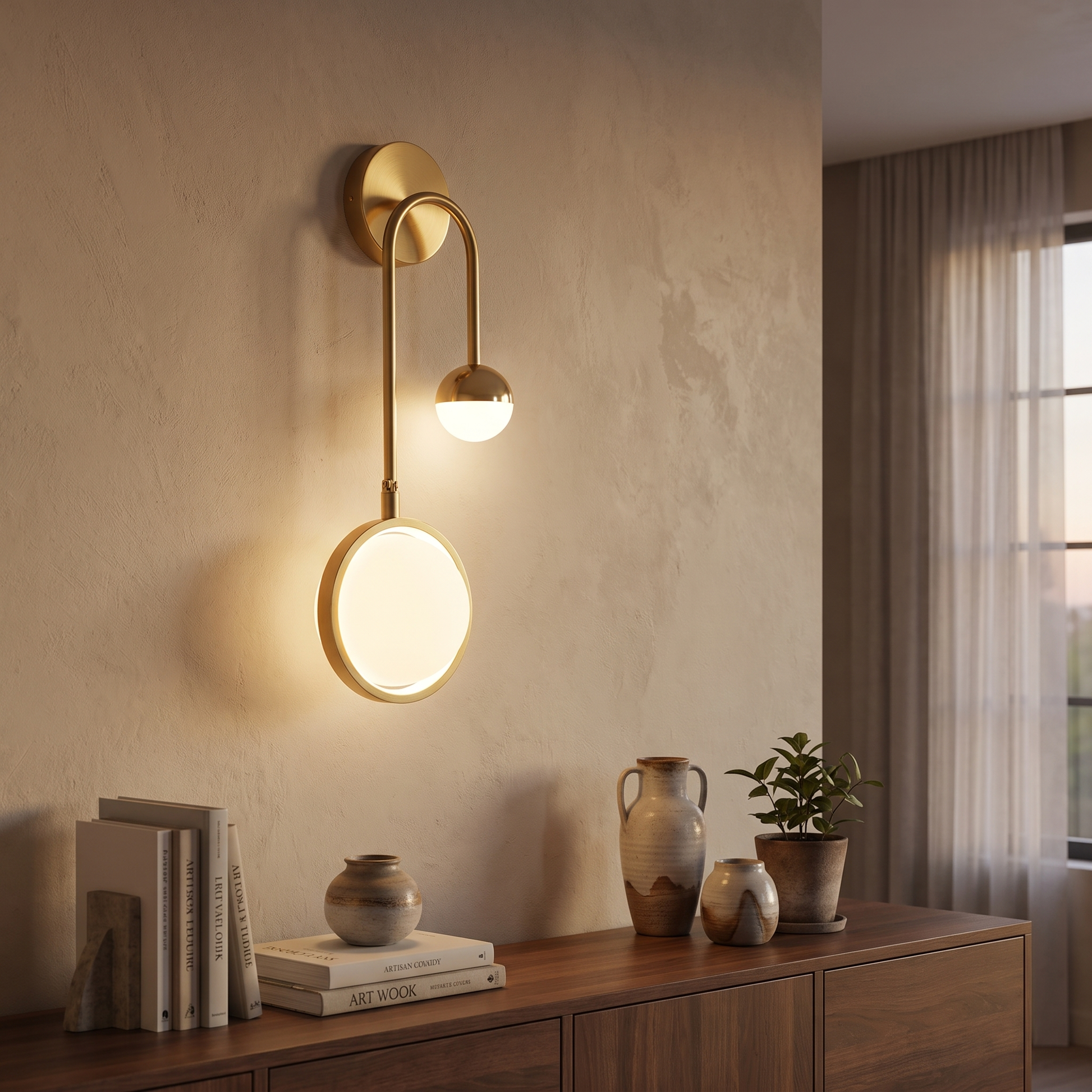 Modern Malibu wall sconce in a living room