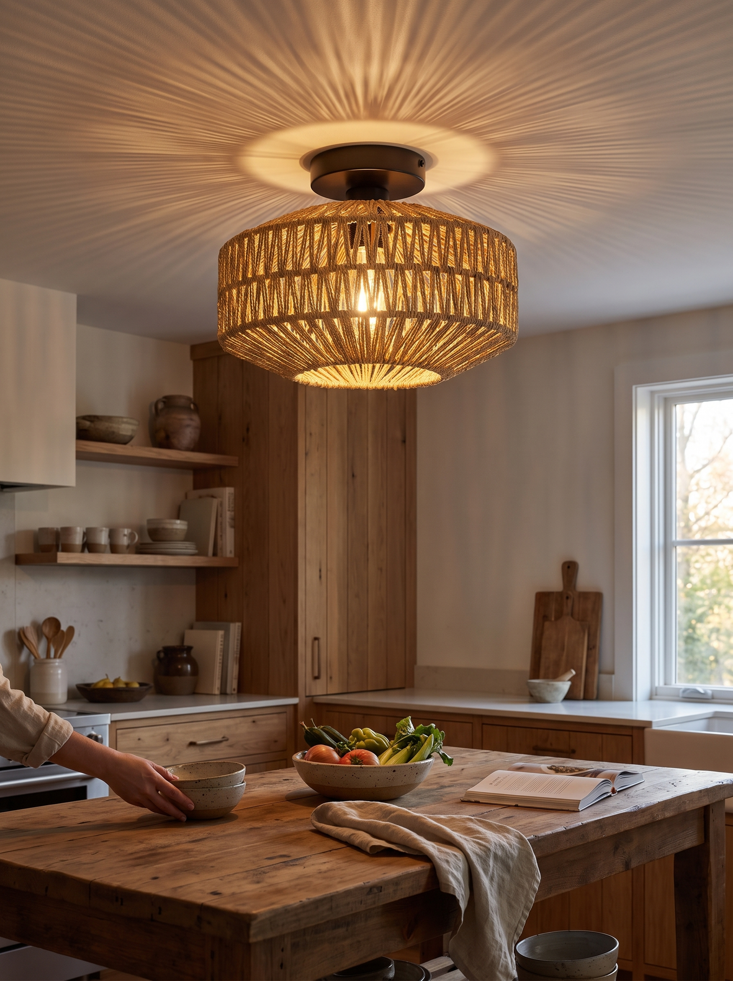 Rattan Vintage Ceiling Light lifestyle image 3