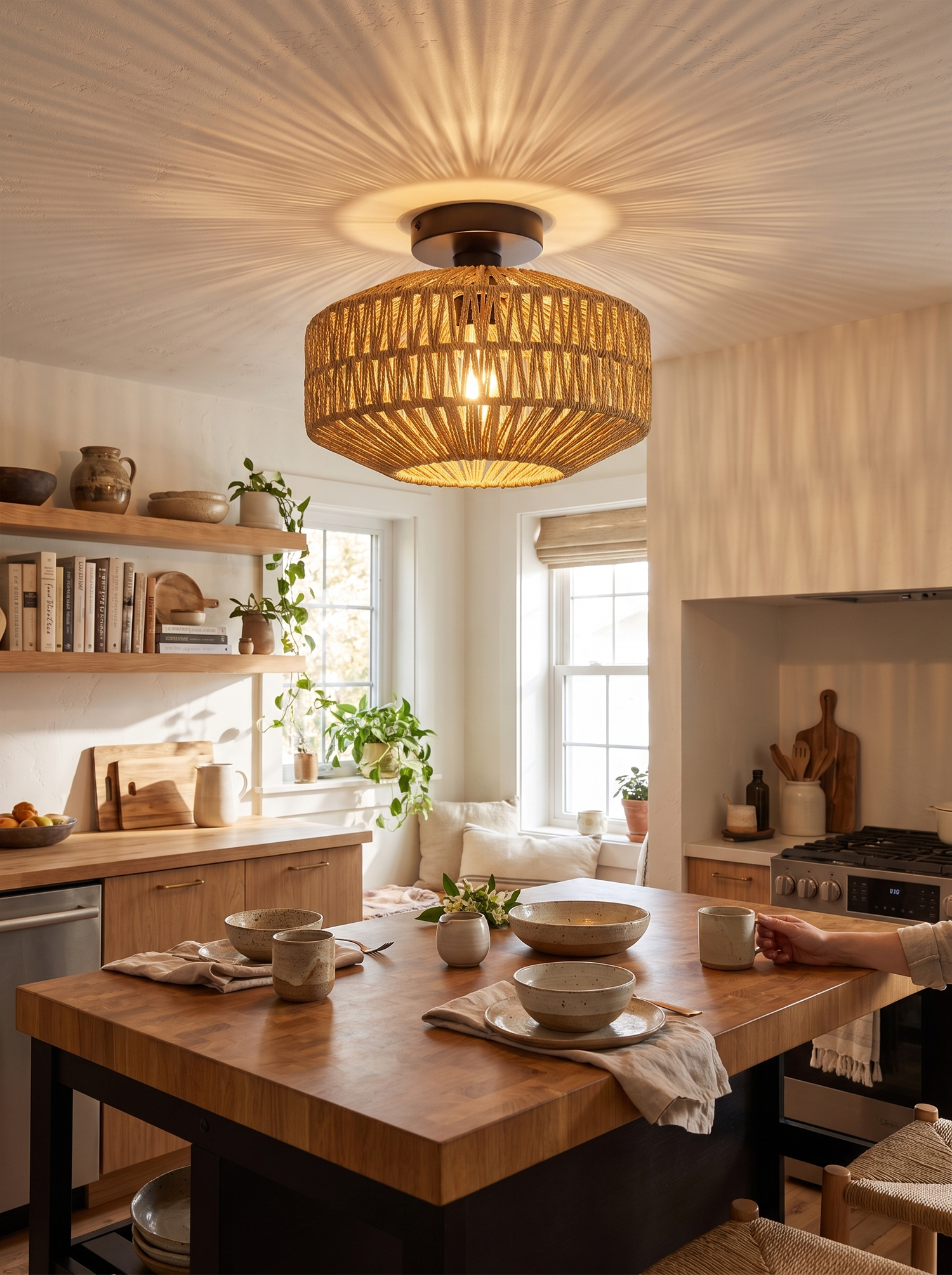 Rattan Vintage Ceiling Light lifestyle image 1