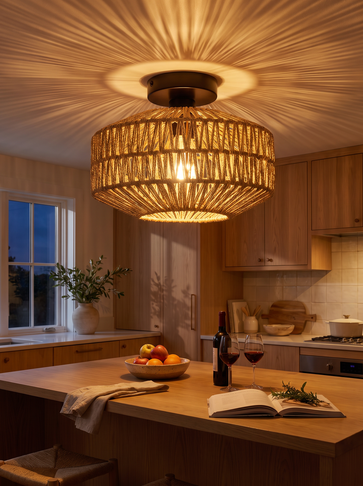 Rattan Vintage Ceiling Light lifestyle image 2
