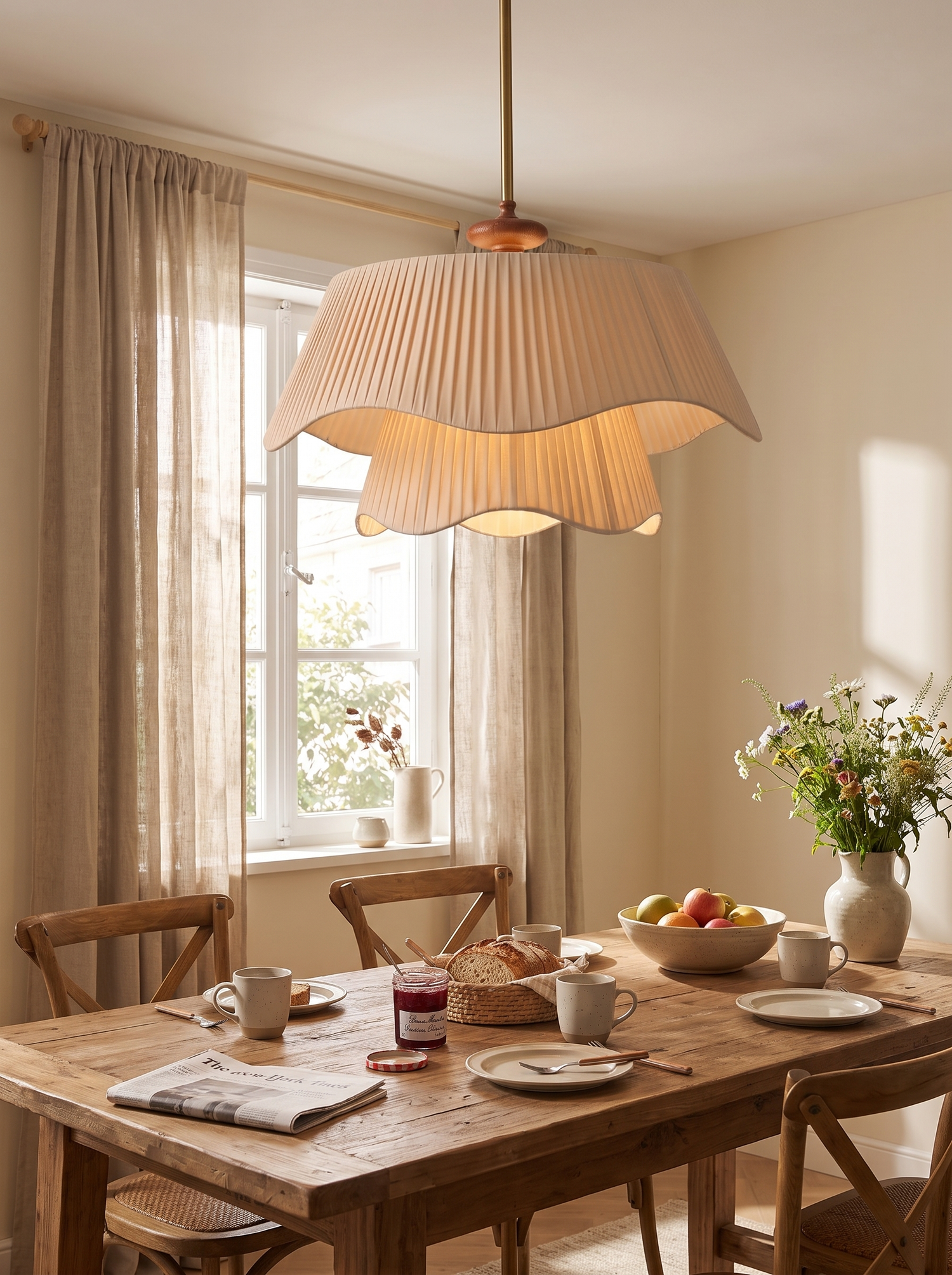 Cream Wood Chandelier lifestyle image 2