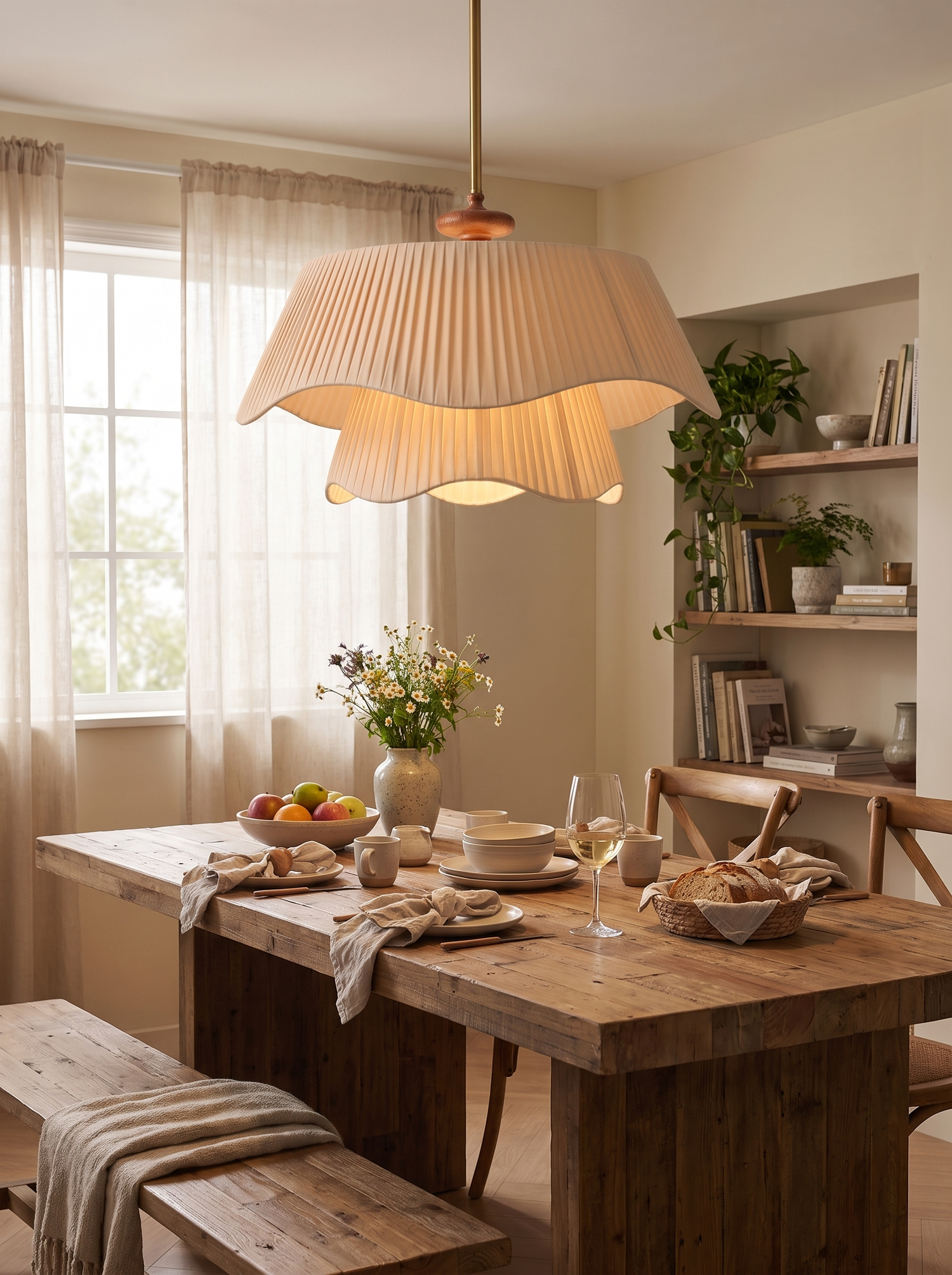 Cream Wood Chandelier lifestyle image 3