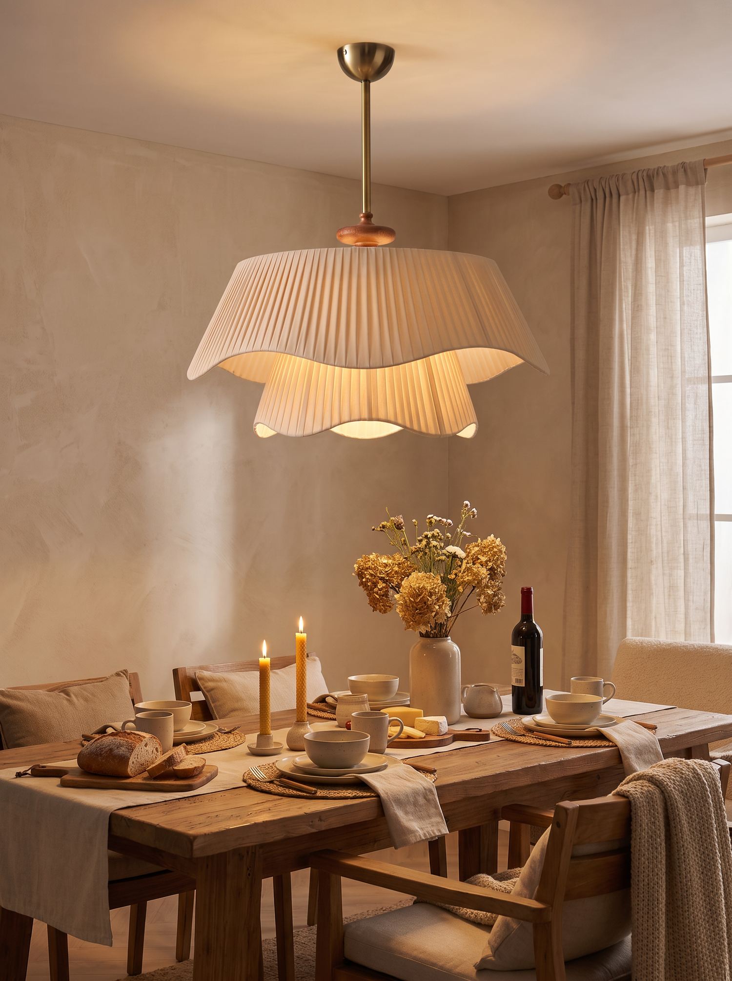 Cream Wood Chandelier lifestyle image 1