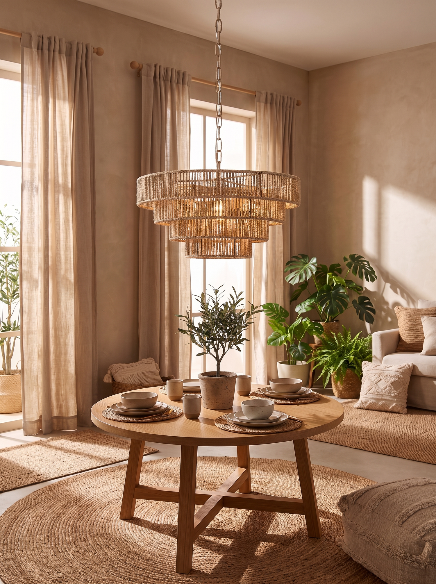 Bohemian Rattan Chandelier lifestyle image 2