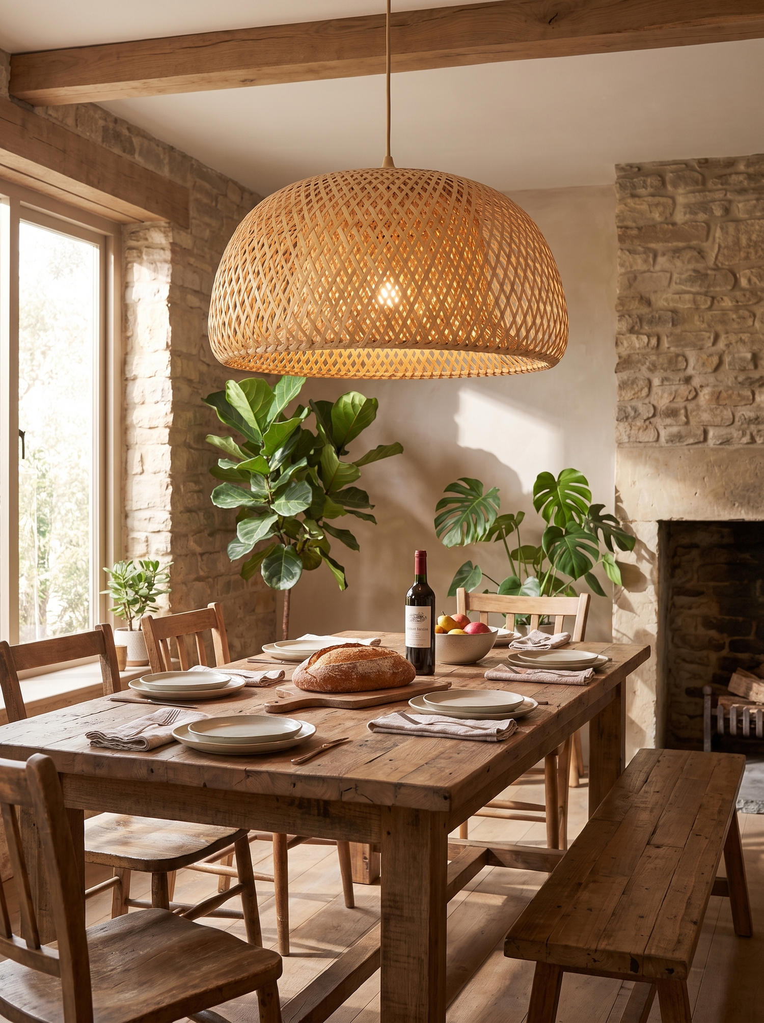 Woven Bamboo Pendant Light lifestyle image 1