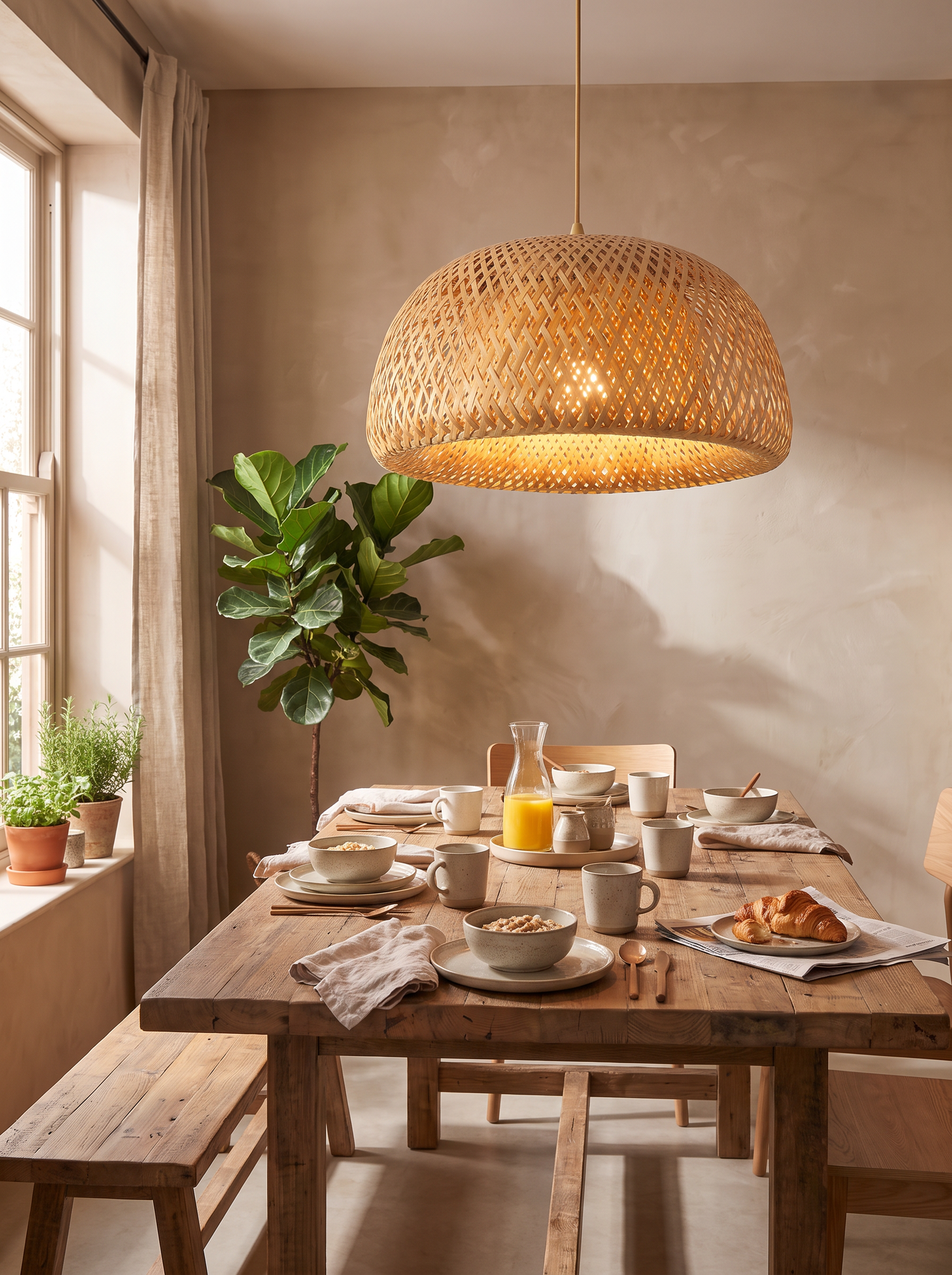 Woven Bamboo Pendant Light lifestyle image 2
