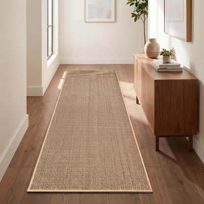 Beige runner mat down a hallway