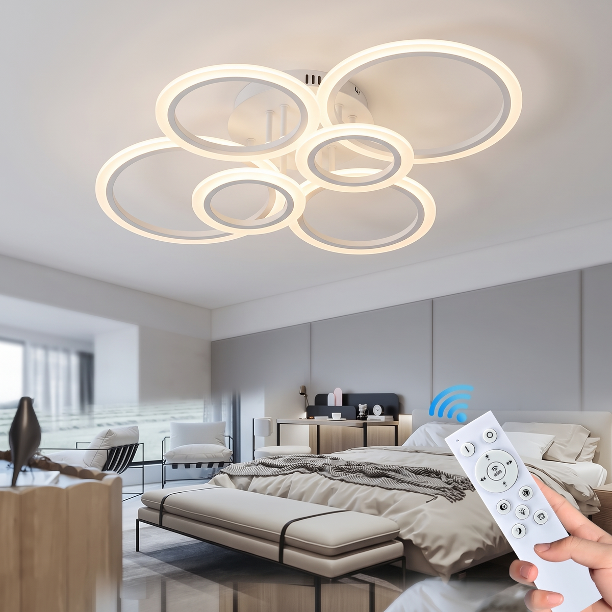 Six-ring LED ceiling light ring detail