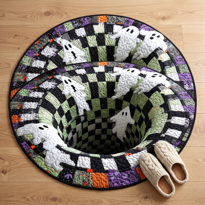 Printed bedside rug overhead view