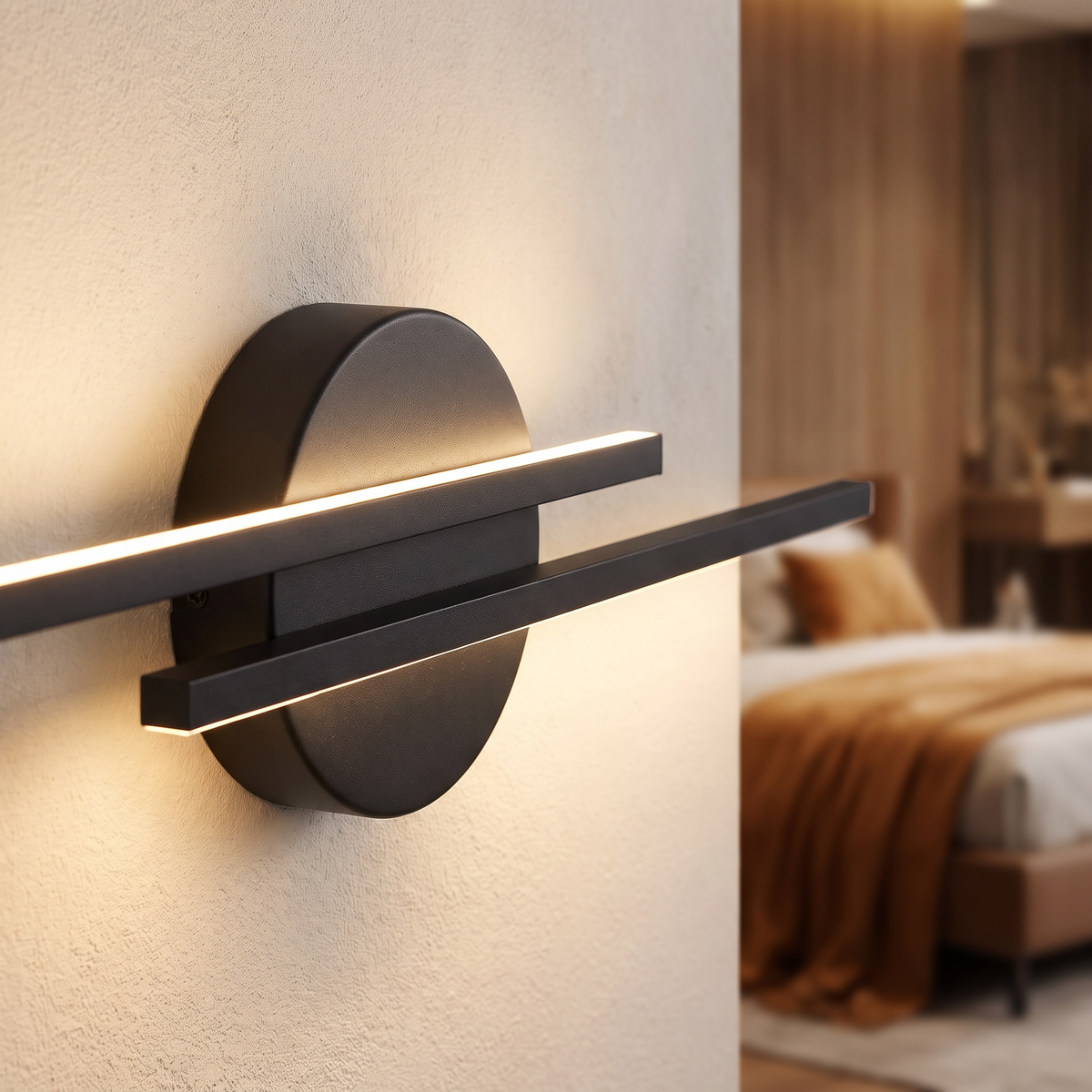 Dual line LED wall lamp backplate detail