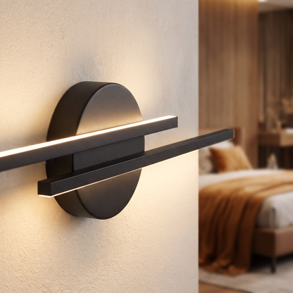 Dual line LED wall lamp backplate detail