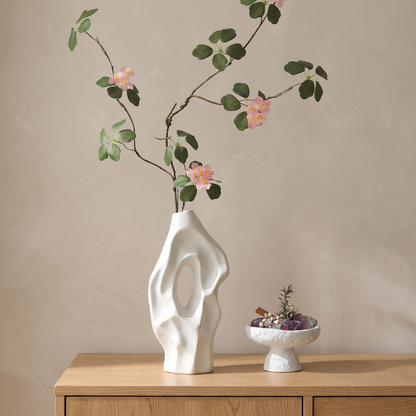 White vase set with floral decor