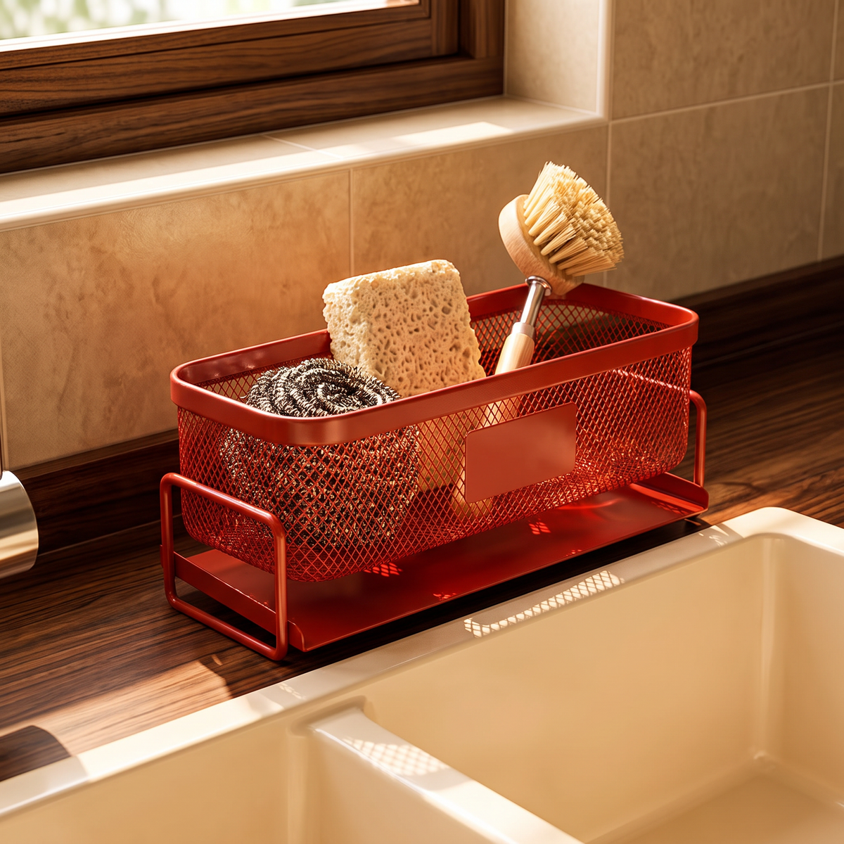Vintage red sink organiser