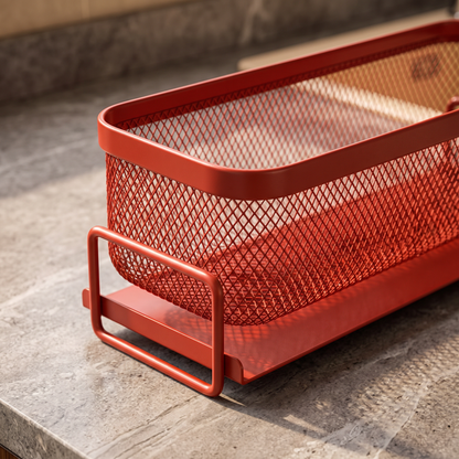 Sink organiser mesh and frame detail