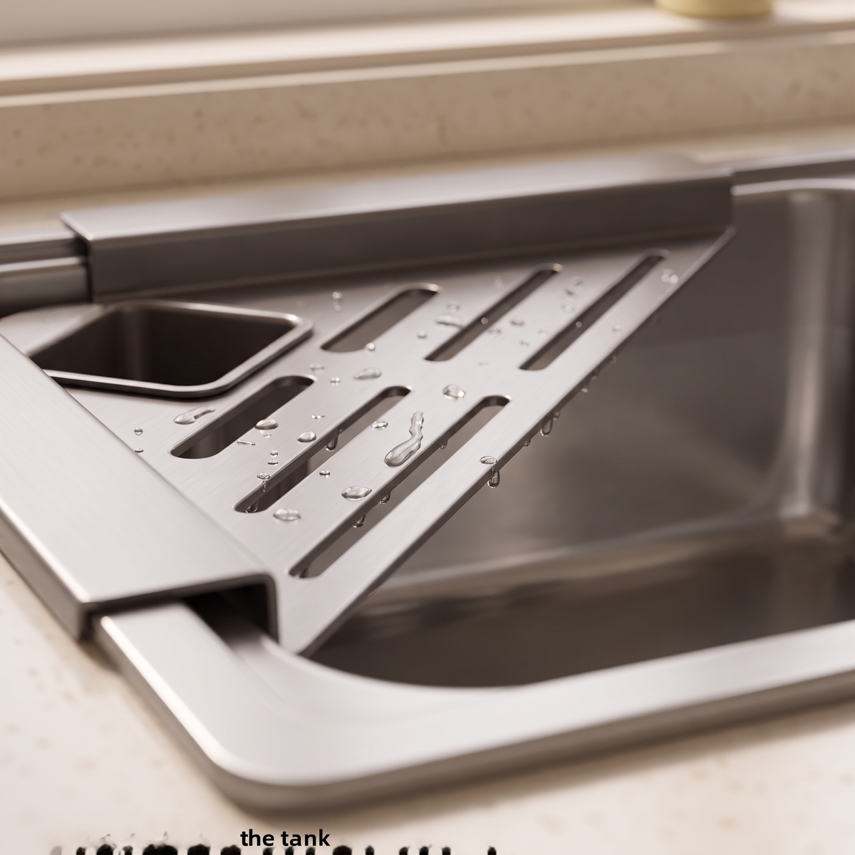 Corner sink caddy drainage base detail