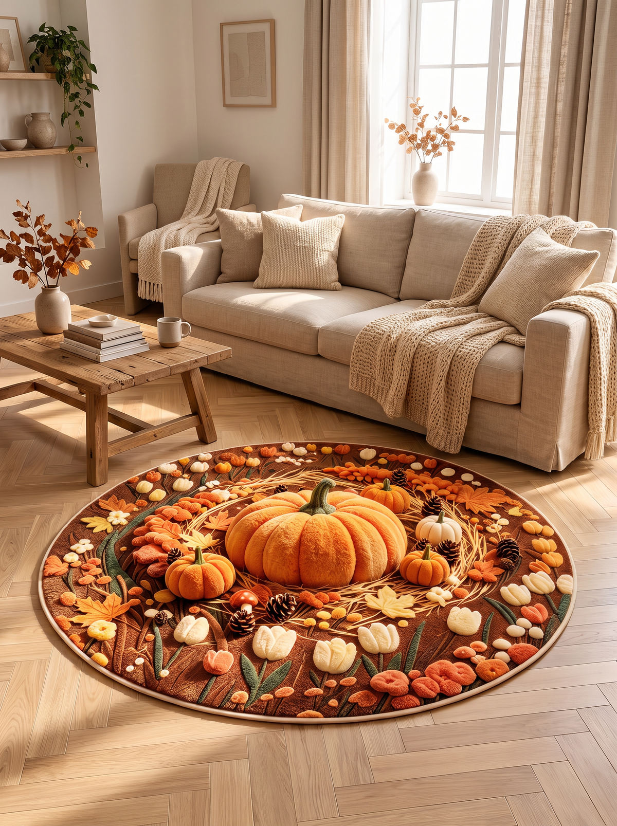 3D Abstract Round Area Rug lifestyle 1