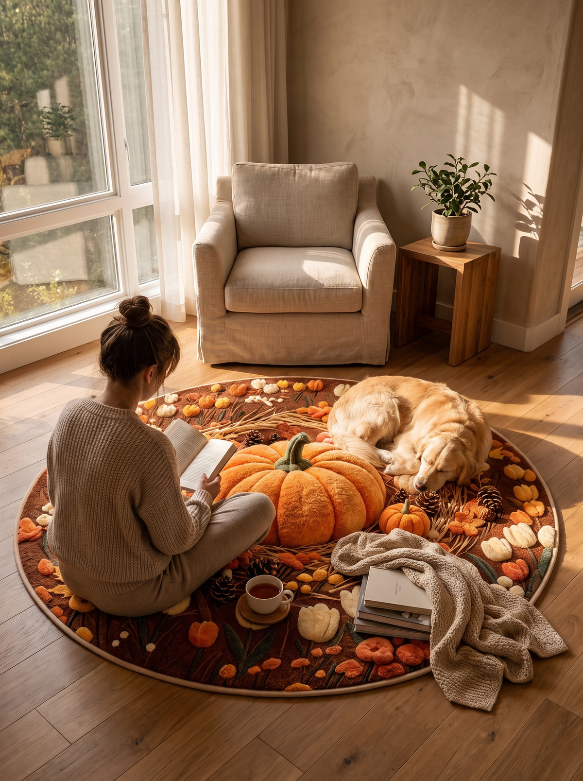 3D Abstract Round Area Rug lifestyle 3