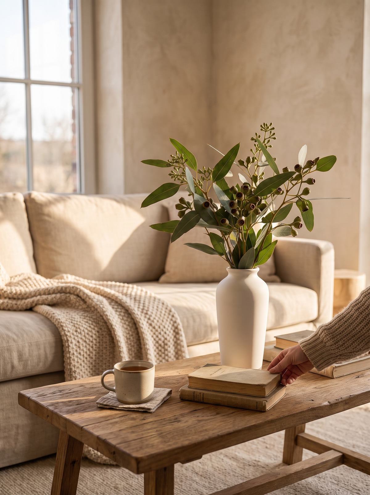 Minimalist Cream Ceramic Vase lifestyle 2